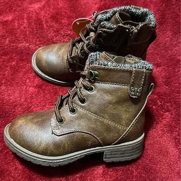 NEW Toddler Girl Chestnut Brown Sweater Knit Boots - Picture 1 of 7